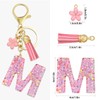 ePicsoa Letter Key Ring Flower Key Chain Sequins, m, M