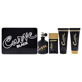 Liz Claiborne Curve Black 4.2oz EDC Spray, 3.4oz After Shave Balm, 3.4oz Shower Gel, 1.7oz Deodrant Spray Men 4 Pc Gift Set