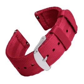 Archer Watch Straps - Seat Belt Nylon Quick Release Watch Bands (Red, 22mm)