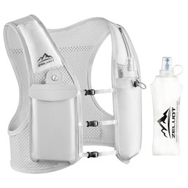 Zelvot Running Vest for Women Men, USA Original Patent, Adjustable Chest Straps Running Hydration Vest with 500ml Soft Flask, Lightweight Breathable Reflective Running Vest for Marathon - M/L