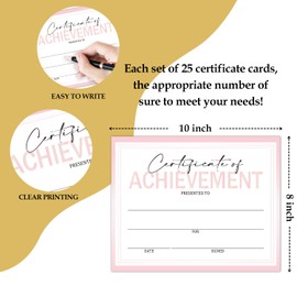 Pink Classroom Certificate of Achievement, 25 Pcs Award Certificates, Certificates of Completion Recognition for Children and Parents, Teachers and Students, School Graduation Diploma -04