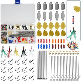 Fishing Lure Making Kits,JSHANMEI Fishing Accessories Spinner Blade Walleye Rig Crawler Harnes Spinner Blades Rig Floats Clevises Beads Fishing Hooks (Lure Kit - 160pcs)