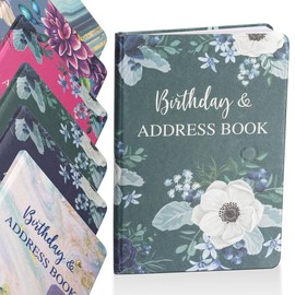 Evelay A to Z Telephone Address Book A-Z Index Hard Back Cover with Pen A5 Address Book Home Office Work Bottle Green (Flower)