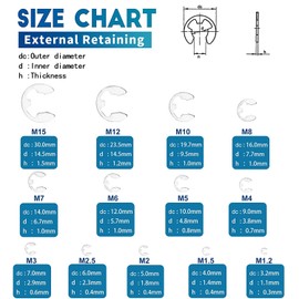 E-Clip Retaining Rings Assortment Set, 304 Stainless Steel External Snap Ring Clip Kit, 1.2-15mm(13Sizes)E Circlip Retainer Rings for Projects–Car Engines, Locking Mechanisms and Other Shafts (290PCS)