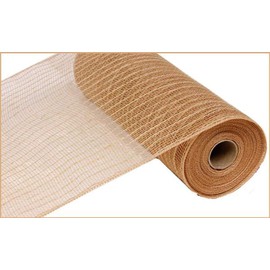 Poly Jute Burlap Deco Mesh, 10.5 Inches x 10 Yards (Natural) : RY800518