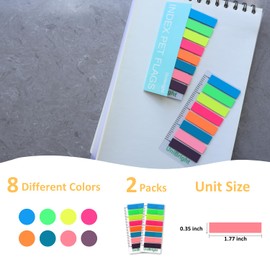 UniBright Sticky Tabs, with 4 Inches Bookmark Ruler, 8 Neon Colors 2 Sets, 400 Pcs, Use as Annotation Tabs, Book Tabs, Notebook Tabs, Page Tabs and Page Markers