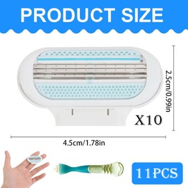 11-piece set of razor blades, razor blades for women, women's razors, 3 blades surrounded by protective pads that adapt to the body contour, compatible razor blades venus women