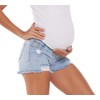 Foucome Maternity Jean Shorts Wide Elastic Band Maternity Shorts for