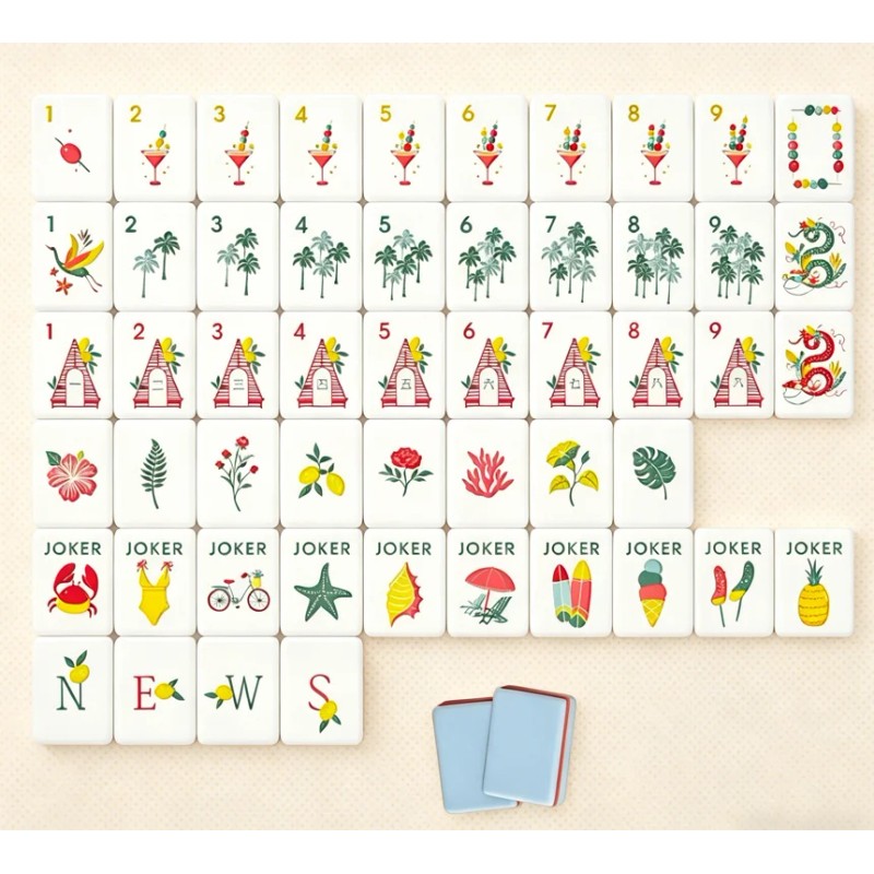 4-Layer Engraved American Mahjong Set, 1-7/16" Cornflower Blue 160-Tile Teal