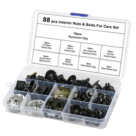 Pack of 88 Sheet Metal Nut Screw Nut Clip Kit, Clip Set with Clamping Discs, Heat Protection Plate, Body Screws and Metal U Type Body Clips, Mounting Clip for Attaching, Repairing, Car Part