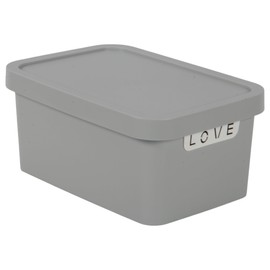 Jolie Max Plastic Storage Box with Lid, Stackable & Space-Saving 7.5L, Solid Matte Colour, Decorative Design, Durable Organizer for Home, Office, Bedroom, Kitchen – 31.5 x 21.5 x 14.5 cm (GREY)