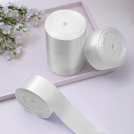 Solid Color Decorative Ribbon (5 Rolls), Diy Decorative Ribbon, Decorative Ribbon for Wedding Party Cake Gift Box Packaging, Gift Ideas & Wrapping Supplies for Elegant Gift Box, Party Gift Packs, Gift Decoration:_Off White_5 Rolls