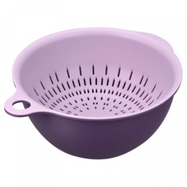 sourcing map Kitchen Strainer Colander Bowl Set, Small Double Layer Drain Basin and Basket Suitable for Fruits, Vegetables, Pasta, Berry - Purple