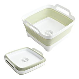 Collapsible Bucket,Wash Bucket,Collapsible Wash Basin,Collapsible Dish Tub,Collapsible Basin,Space Saving Multiuse Foldable Sink Tub,9L Camping Sink Foldable, Kitchen Sink Basin(Green)