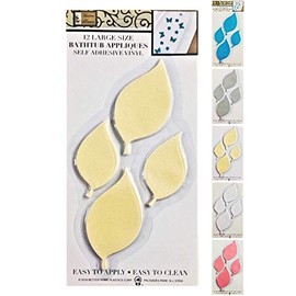 Better Home 12 Leafs Shape Bathtub/Shower Appliques Safety Non Slip Treads, Latest Decoration Colors (Beige)