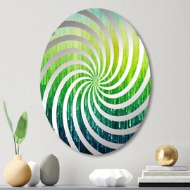 DesignQ Verdant Harmony - Rainbow Vortex Landscapes - 24x36 Inches - Oval Decorative Wall Mirror for Bathroom, Bedroom, Entryway, Living Room, Vanity Room and Modern Décor