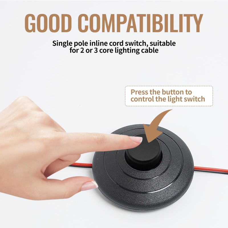 2PCS Inline Floor Lamp Foot Switch, 250V 2A Foot Pedal
