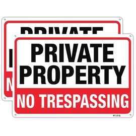 Dxyizus signs Large Private Property No Trespassing Sign14"x10" Rust Free Aluminum,UV Ink Printing,Durable/Weatherproof Up to 7 Years Outdoor for Home (2-Pack)