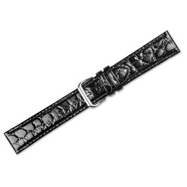 deBeer - 8mm Alligator Grain Watch Strap - Black - Replacement Leather Watch Band