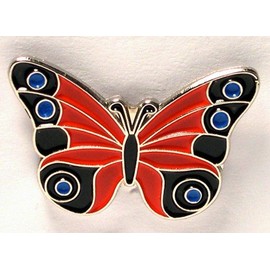 Metal Enamel Pin Badge Brooch Butterfly Red & Black/Blue
