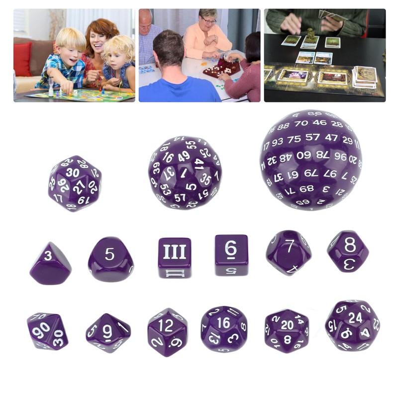 15pcs Polyhedral Dice Set 3 to 100 Sides Complete Polyhedral