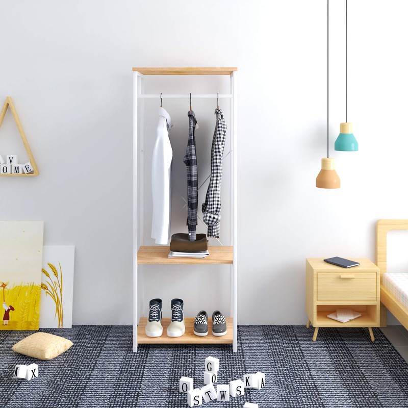 WOLTU SR0046whe Clothes Rail with Shelves for Bedroom Coat Rack