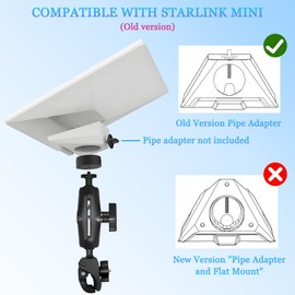 Starlink Mini Mount, RV Ladder Pole Mount, Starlink Mini Car Roof Rack Mount, Adjustable Clamp Mount for RV Ladder Pole Yacht Camper, Star Link Mini Accessories Kit, Add an Aluminum Alloy Adapter