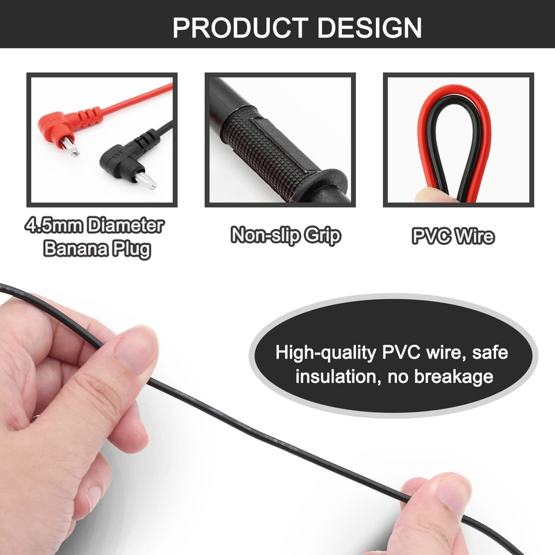 Waziaqoc 2 pares de cables de prueba para multímetro de