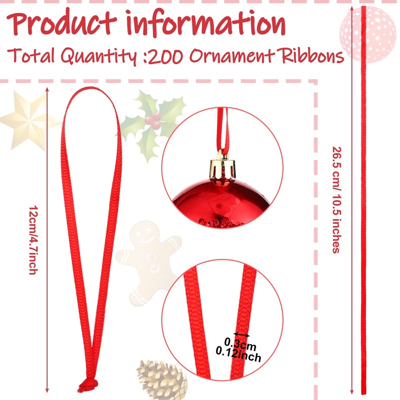 Shappy Pieces Hangers Ribbon 10.6 Inch Christmas Ornament Ribbon Tree
