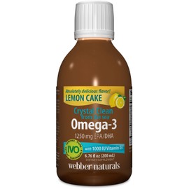 Webber Naturals Crystal Clean from The Sea Omega-3 with Vitamin D3, Lemon Cake, 6.67 Fluid Ounce