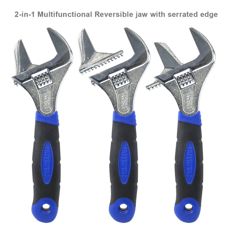 Faithfull Wide Mouth Adjustable Wrench Spanner 200mm (8in) 46mm Cap