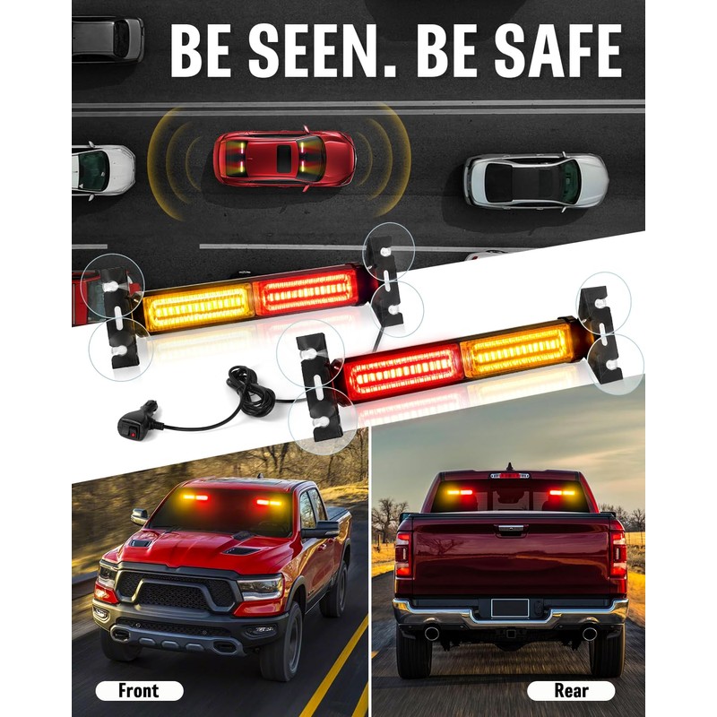 HLauto 1002L Emergency Strobe Traffic Advisor Light Bar: 40LED Dash