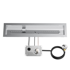 Skyflame 30" Linear Stainless Steel Fire Pit Drop-in Burner Kit with Flame Sensing, Electronic Spark Ignition, CSA Certified, and Propane Regulator Hose Set