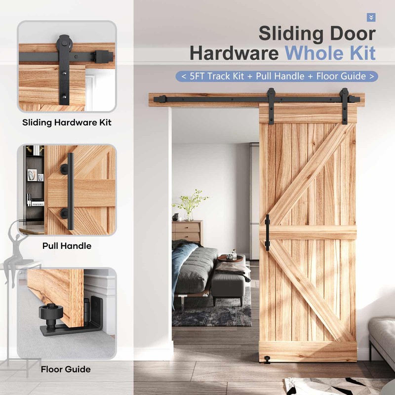 EaseLife 5.5 FT Sliding Barn Door Track and Handle Hardware