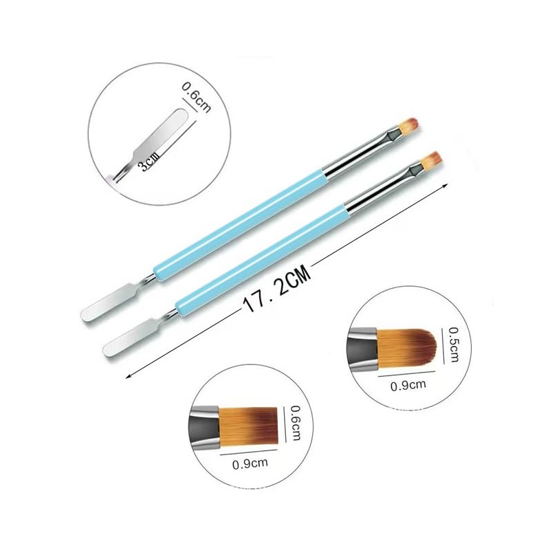 Nail Brushes, 2Pcs Nail Art Brushes, Dual-Ended Polygel Brush &