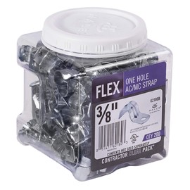Halex – 3/8 Inch Flexible Metal Conduit (FMC) – 1 Hole Straps – 62180B – 200 Per Pack – Silver