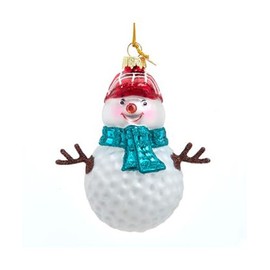 Kurt Adler Golf Ball Snowman - 3.5 Inch Glass Christmas Tree Ornament