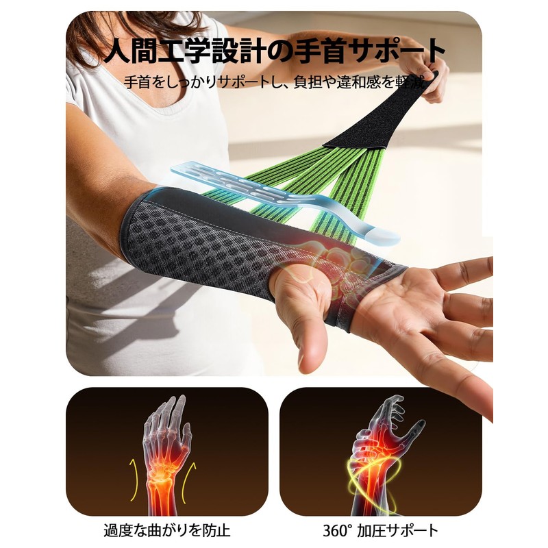 手首 サポーター 腱鞘炎 【2026最新理学療法士監修】手首 サポーター 固定 医用級品質 手首保護 負担軽減 左右別
