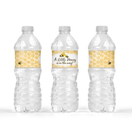 Your Main Event Prints Mom to Bee Baby Shower Bottle Wraps - 25 Yellow Neutral Water Bottle Labels - Perfect Decoration Favors