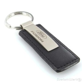 Ford Fusion Rectangular Leather Key Chain (Black)