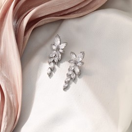 EVER FAITH Women's Earrings in Marquise Cut with Zirconia Elegant Crystal Earrings Clear Silver Tone, Cubic Zirconia