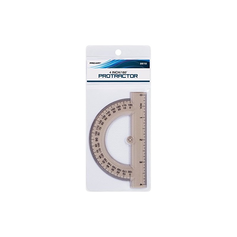 Pro Art Protractor, 180 Degree 4-inch, Smoky Topaz