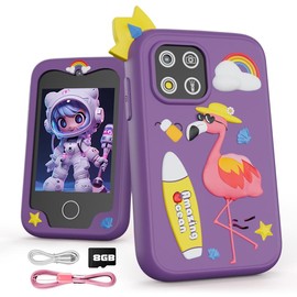AmazingOcean Kids Smart Phone for Toddler Gifts - Easter Birthday Gift for Age 3 4 5 6 Year Old, Kids Cell Phone Toy with Touchscreen, Dual Cameras, Learning, Music Player, Games,8 GB,Little Gift for Boys&Grils:_Purple Flamingo