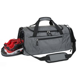 Mouteenoo Gym Bag 40L Sports Travel Duffel Bag for Men and Women with Shoes Compartment (Grey, One_Size)