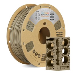 OVERTURE Super PLA+ Filament 1.75mm, Toughness Enhanced PLA Plus, Professional Toughness 3D Printer Filament 1kg (2.2lbs), High Precision +/- 0.02mm (Light Brown)