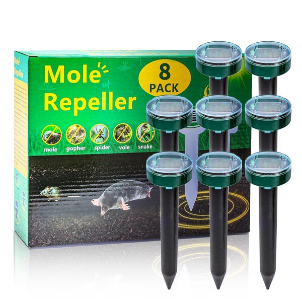 8green Upgrade Mole Repellent for lawns Gopher Repellent Ultrasonic Solar
