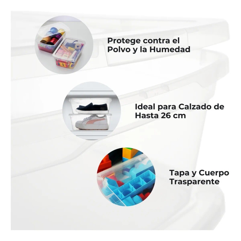 Set 20 Cajas Organizadoras De Plástico 6lts Transparente Pack De