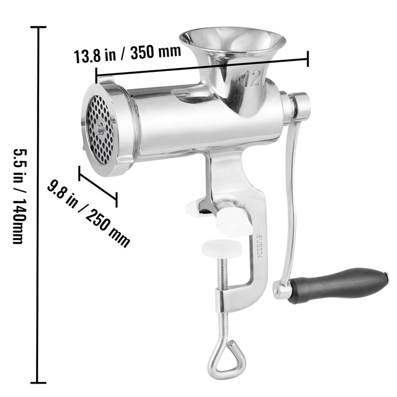 Happybuy Manual Meat Grinder, 304 Stainless Steel, with Table Clamp