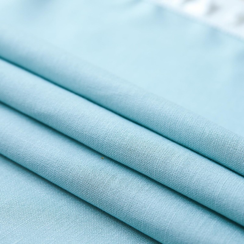 GOEXCPL Round Cotton and Linen Tablecloth with Fringes, Blue-Green Diameter