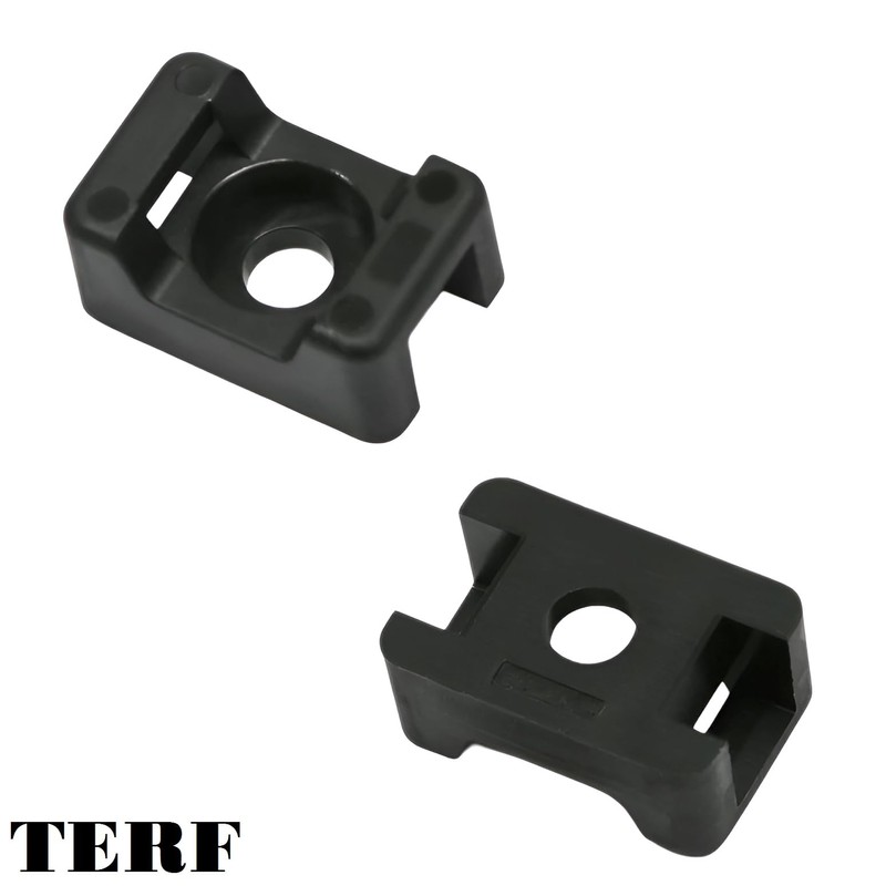 TERF® 100 Pcs Black Screw Mount Cable Tie Bases -